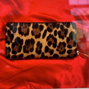 JCrew Harper Wallet Leopard Print Calf Hair